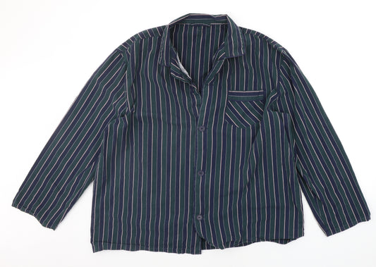 TU Mens Green Striped   Pyjama Top Size XL