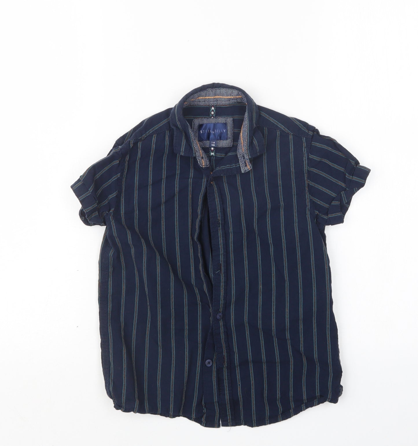 Steel & Jelly Boys Blue Striped  Basic Button-Up Size 7-8 Years