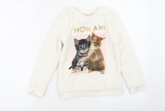 H&M Girls White Animal Print  Top Pyjama Top Size 7-8 Years