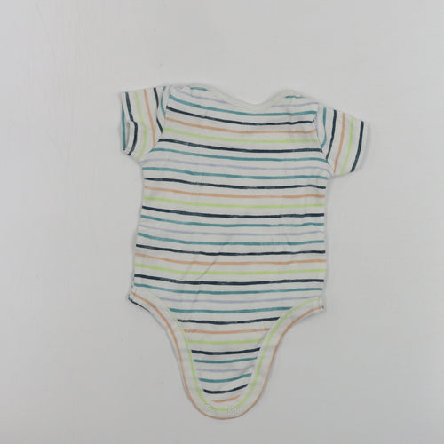 TU Boys White Striped  Babygrow One-Piece Size Newborn