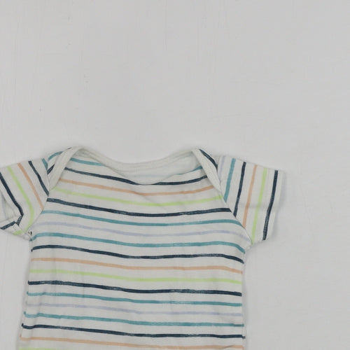 TU Boys White Striped  Babygrow One-Piece Size Newborn