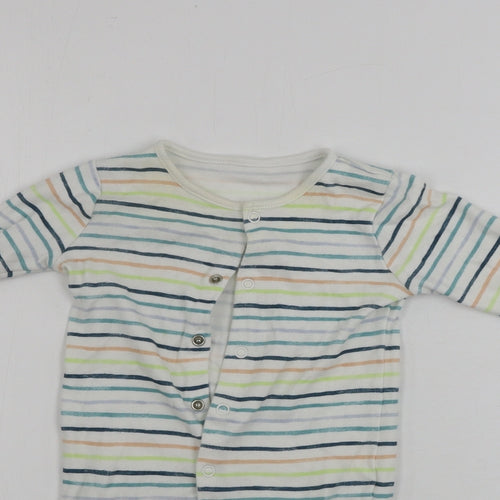 TU Boys White Striped  Babygrow One-Piece Size 0-3 Months