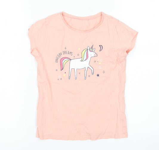 George Girls Pink   Top Pyjama Top Size 7-8 Years  - Unicorn