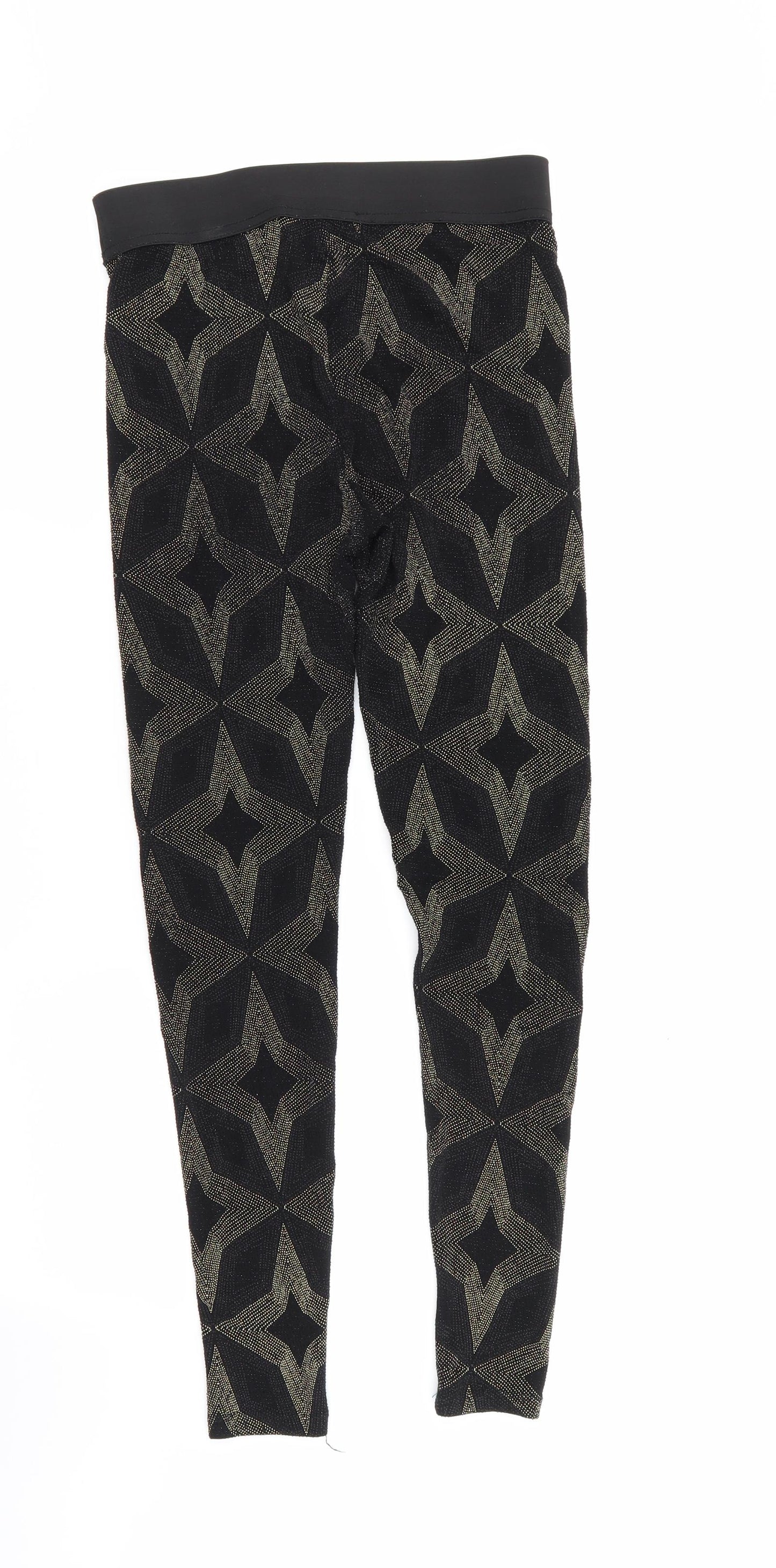 Primark Womens Black Geometric  Jegging Leggings Size 10 L28 in - Stretch waistband/legging
