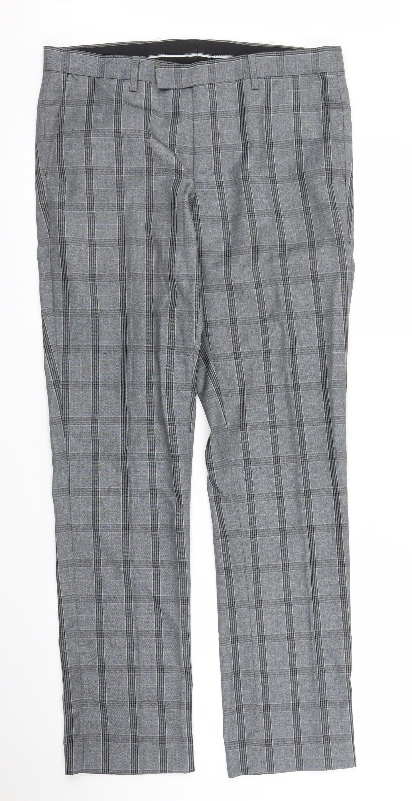 Harry Brown Mens Grey Check  Trousers  Size 30 in L31 in
