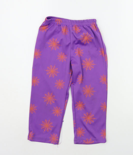 F&F Girls Purple Geometric  Jogger Trousers Size 2-3 Years - spider