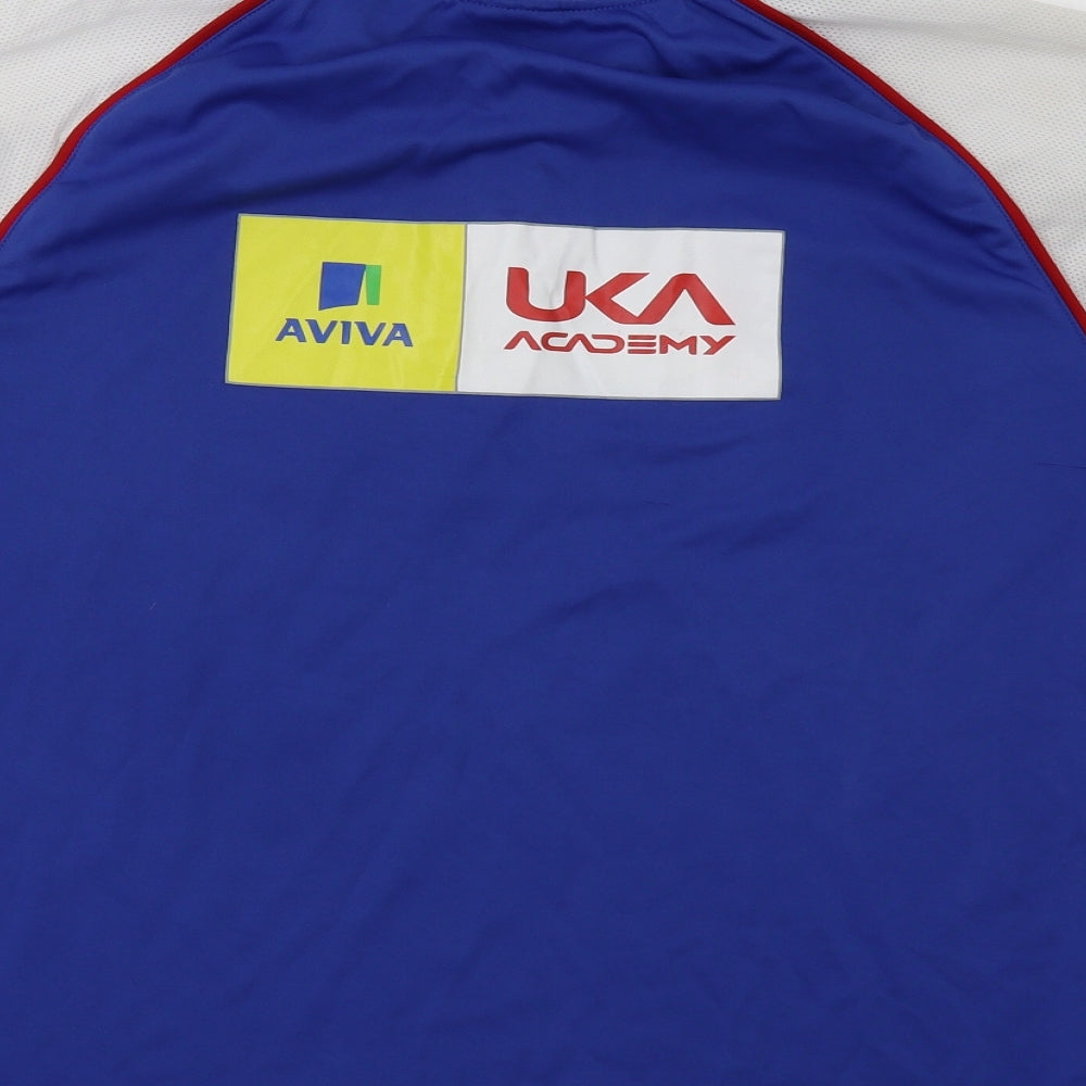 UKA Academy Mens Blue Colourblock  Basic Polo Size M