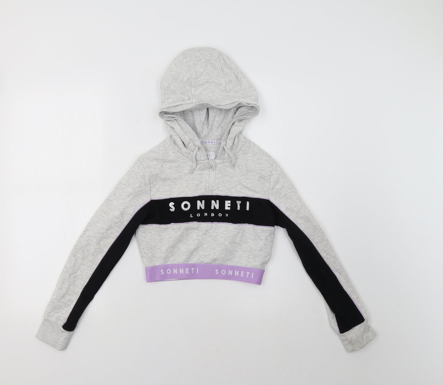 Sonneti Girls Grey Colourblock  Pullover Hoodie Size 8-9 Years