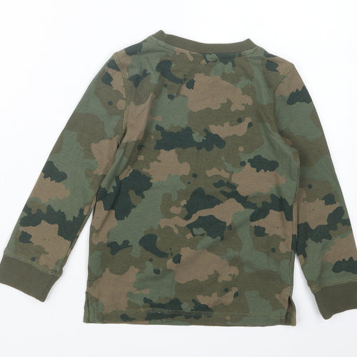 M&Co Boys Green Camouflage  Pullover Jumper Size 5-6 Years