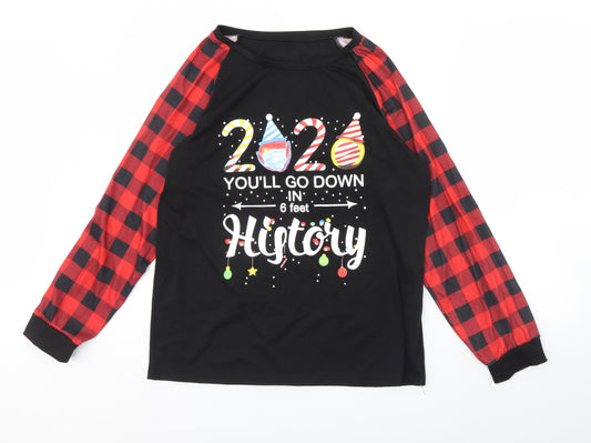Preworn Mens Black Plaid   Pyjama Top Size S  - Christmas 2020