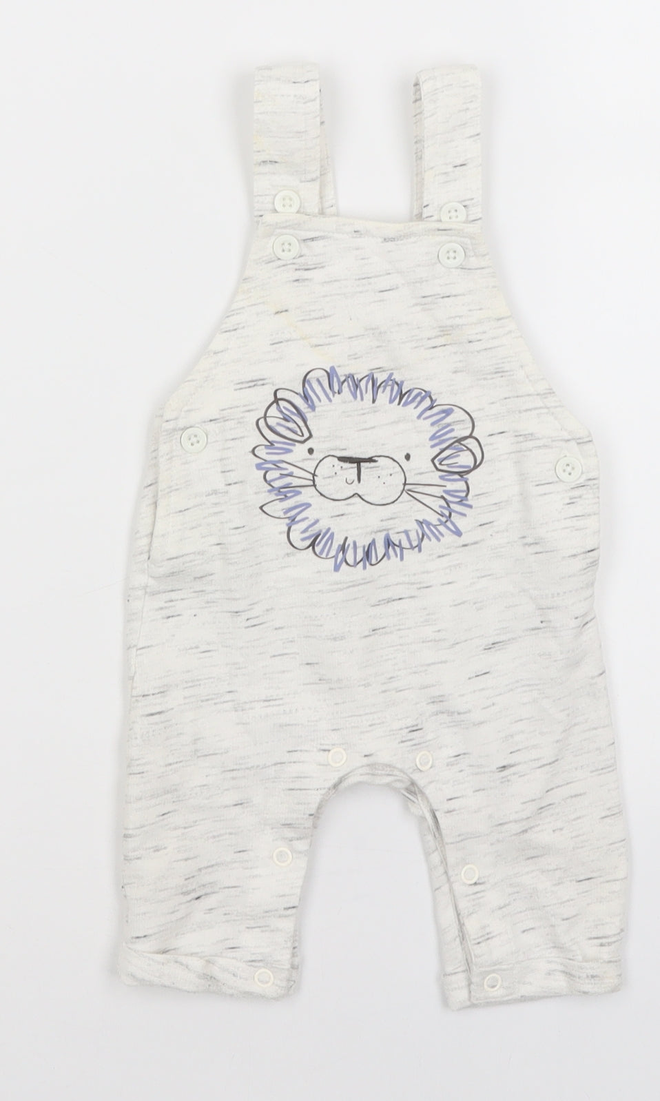 Matalan Baby White   Dungaree One-Piece Size 0-3 Months  - Lion