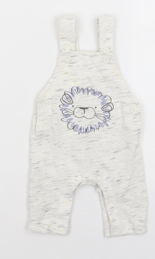 Matalan Baby White   Dungaree One-Piece Size 0-3 Months  - Lion