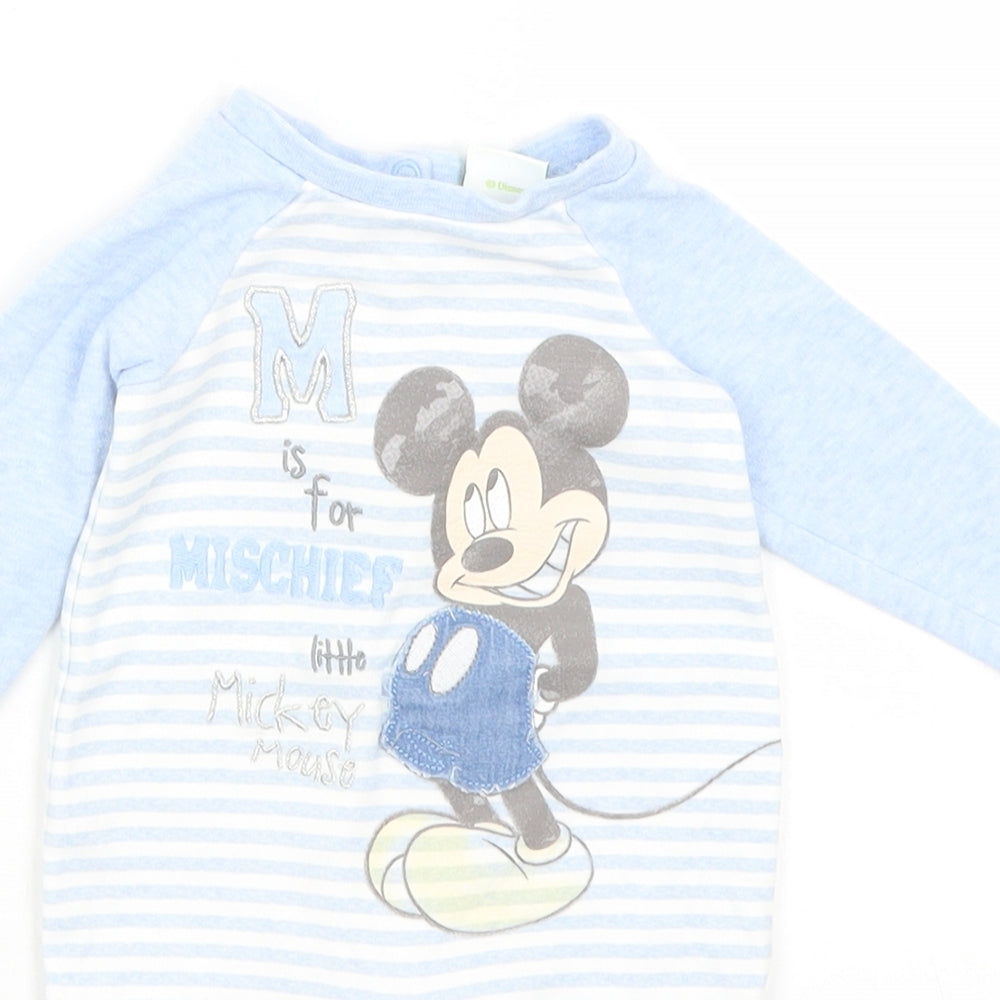 Disney Baby Baby Blue Striped  Babygrow One-Piece Size Newborn  - Mickey Mouse