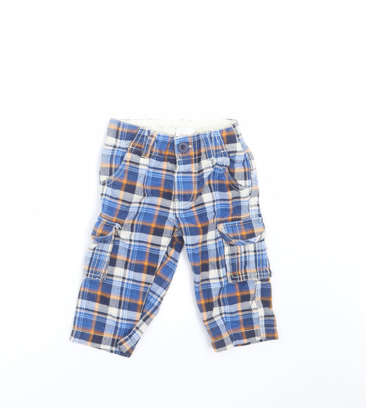 Mini Club Boys Blue Plaid  Cargo Trousers Size 2-3 Years