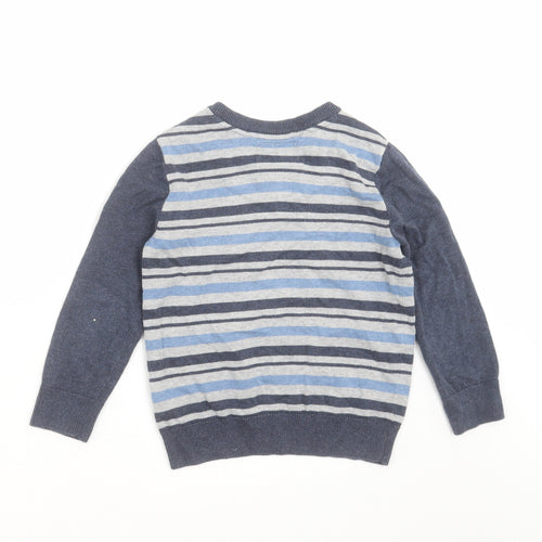 Matalan Boys Blue Striped Knit Pullover Jumper Size 6 Years