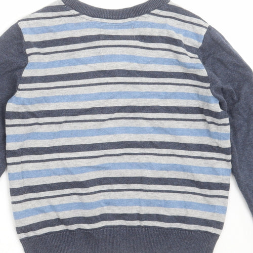 Matalan Boys Blue Striped Knit Pullover Jumper Size 6 Years