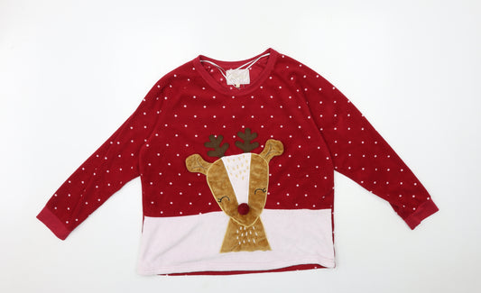 for christmas Womens Red Polka Dot Knit Top Pyjama Top Size 16  - christmas