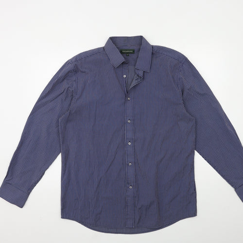 greenwoods Mens Blue Striped   Dress Shirt Size 16.5