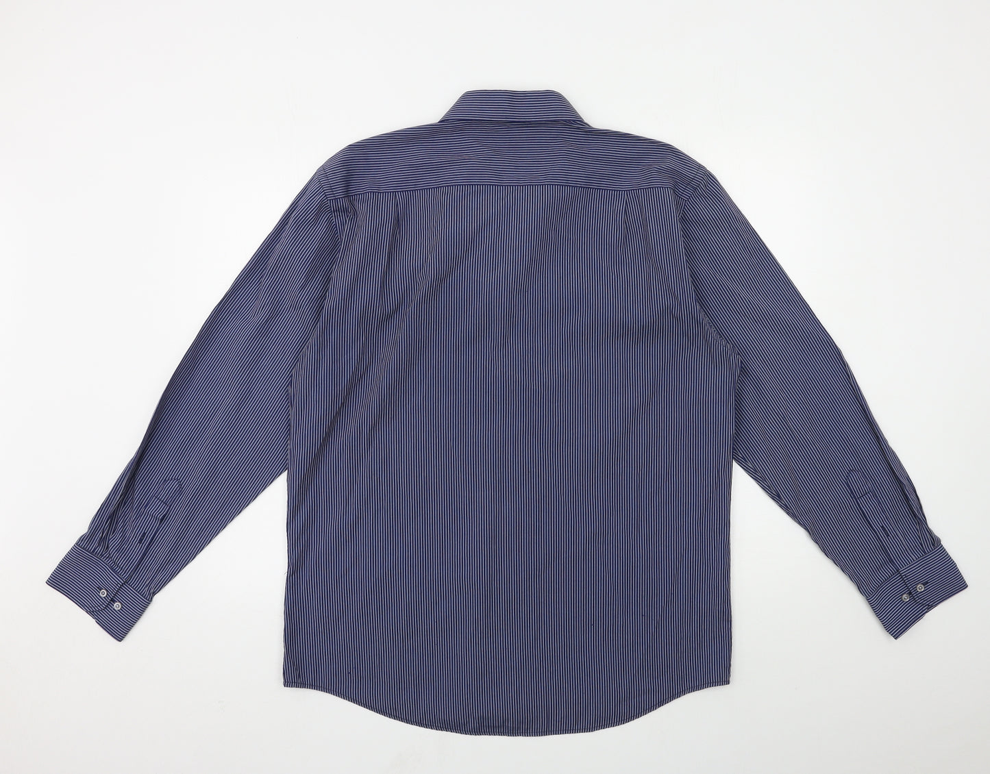 greenwoods Mens Blue Striped   Dress Shirt Size 16.5