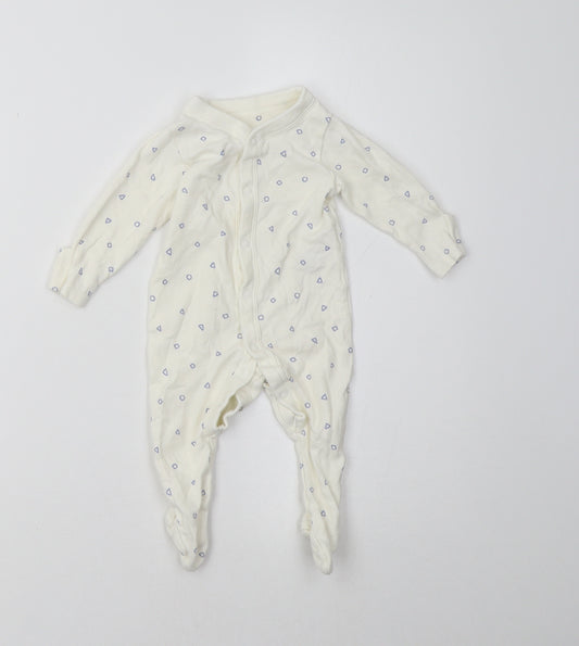 Marks and Spencer Baby White Polka Dot  Babygrow One-Piece Size 3-6 Months