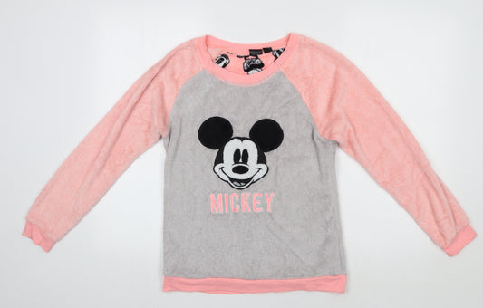 Primark Womens Grey Solid  Top Pyjama Top Size S  - Mickey Mouse