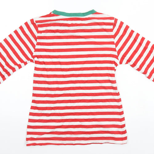 Made By Elves Womens Red Striped  Basic T-Shirt Size 8  - Christmas, #TeamSanta