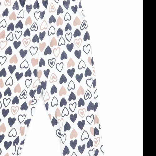 Florence and Fred Girls Ivory Geometric   Pyjama Pants Size 8-9 Years  - Blue & taupe heart print