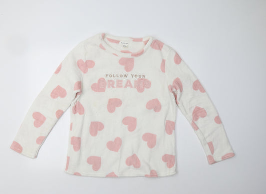 Primark Womens White Geometric  Top Pyjama Top Size M  - Heart Print