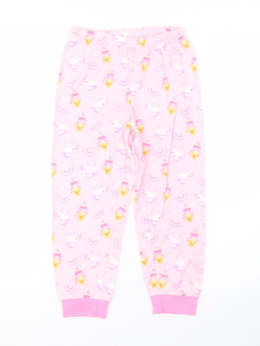 Preworn Girls Pink Animal Print   Pyjama Set Size 5-6 Years  - UNICORN