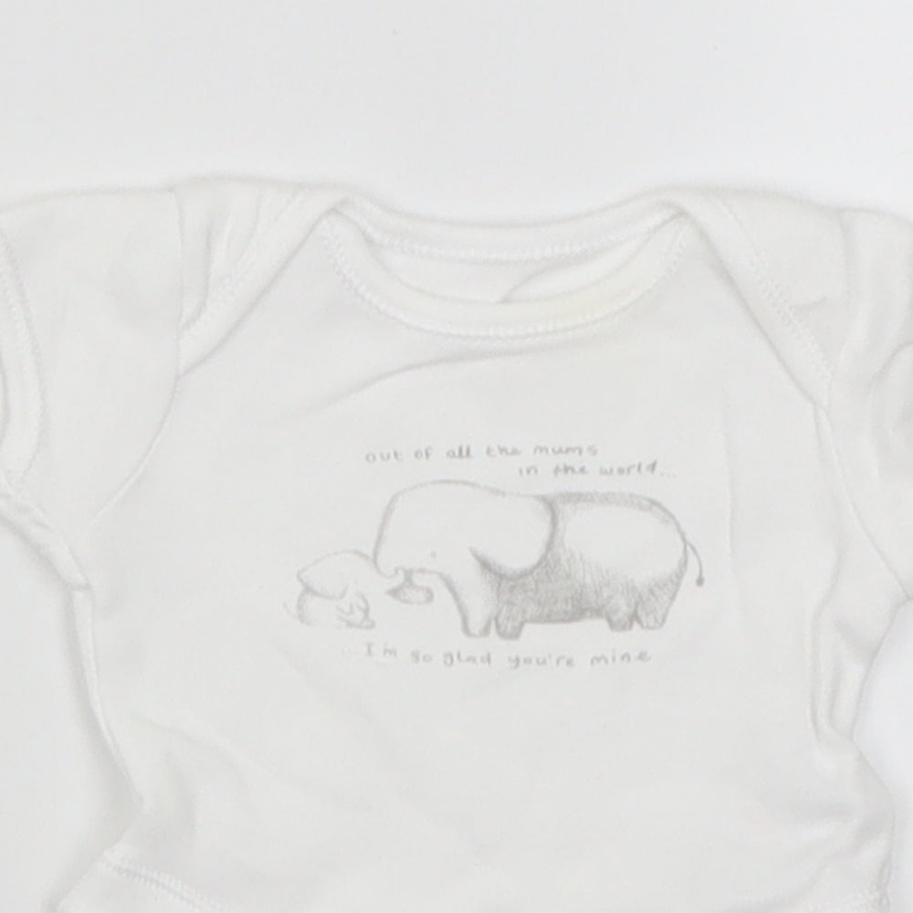 George Baby White   Romper One-Piece Size Newborn  - Elephants