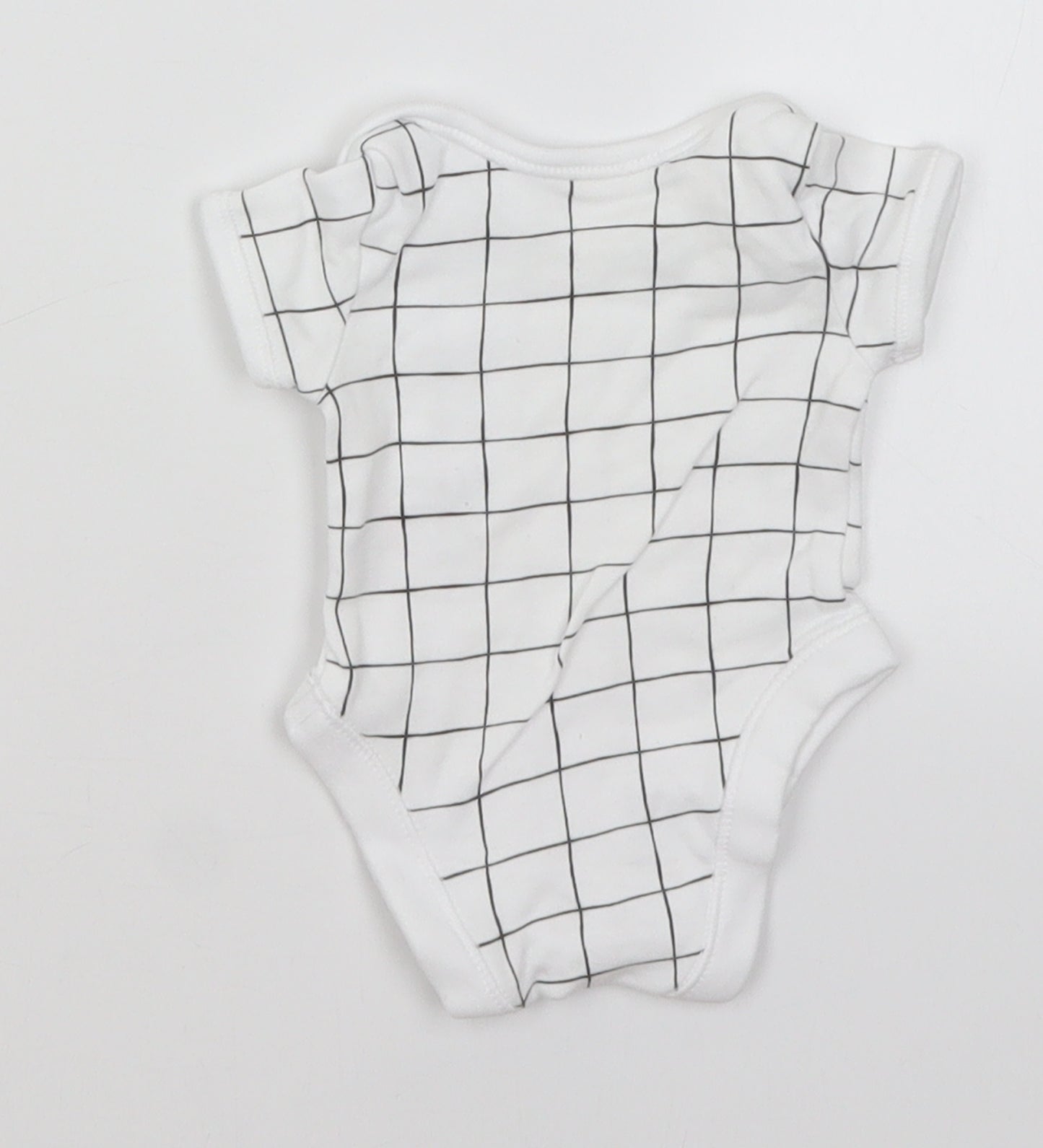 George Baby White Check  Romper One-Piece Size Newborn