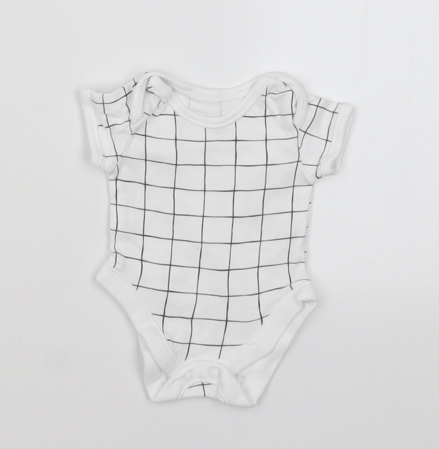 George Baby White Check  Romper One-Piece Size Newborn