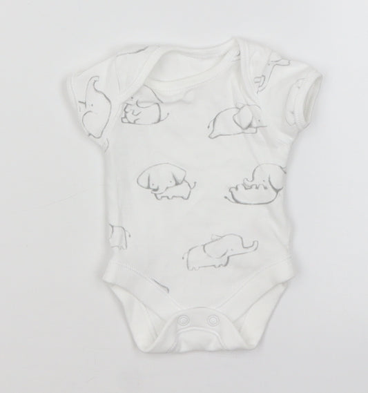 George Baby White   Romper One-Piece Size Newborn  - Elephants