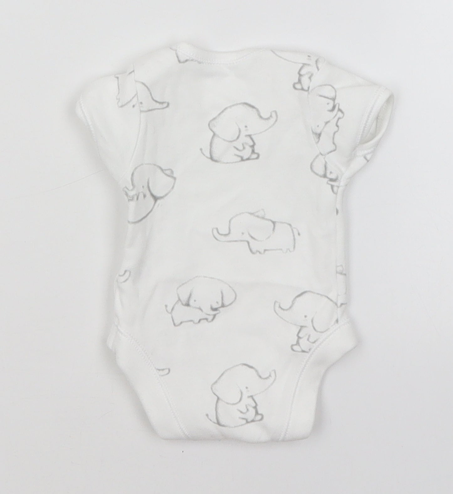 George Baby White   Romper One-Piece Size Newborn  - Elephants