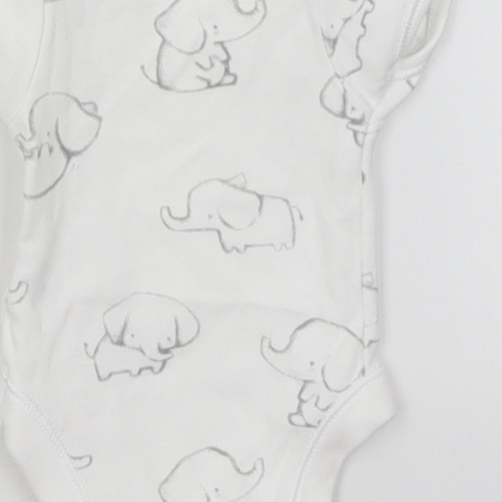 George Baby White   Romper One-Piece Size Newborn  - Elephants