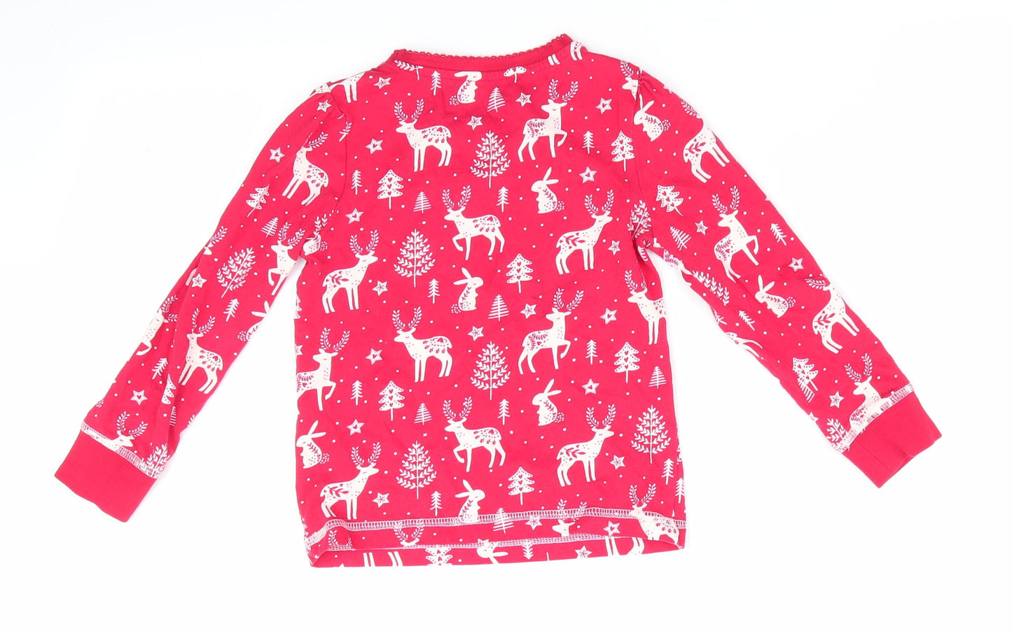 TU Kids Girls Red Animal Print   Pyjama Top Size 3-4 Years  - Christmas Print