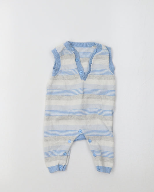Mothercare Baby Blue Striped  Babygrow One-Piece Size 0-3 Months