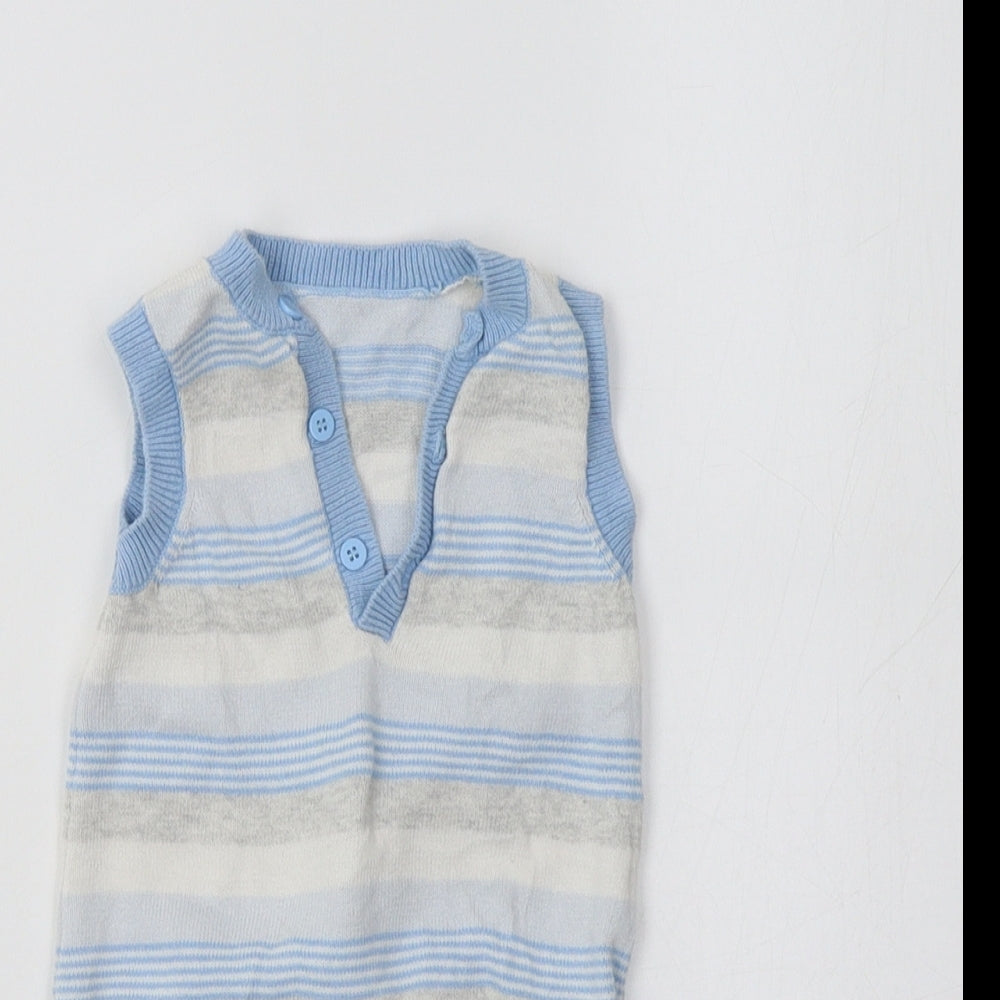 Mothercare Baby Blue Striped  Babygrow One-Piece Size 0-3 Months