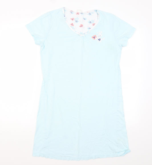 Damart Womens Blue Solid Cotton Top Nightshirt Size S