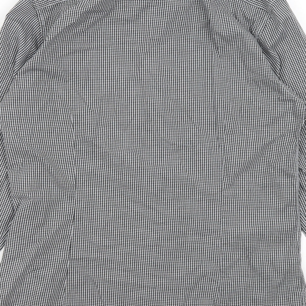 Red Herring Mens Black Check Cotton  Dress Shirt Size 15.5