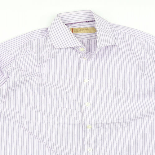 M&S Mens Multicoloured Striped Cotton  Dress Shirt Size 15.5