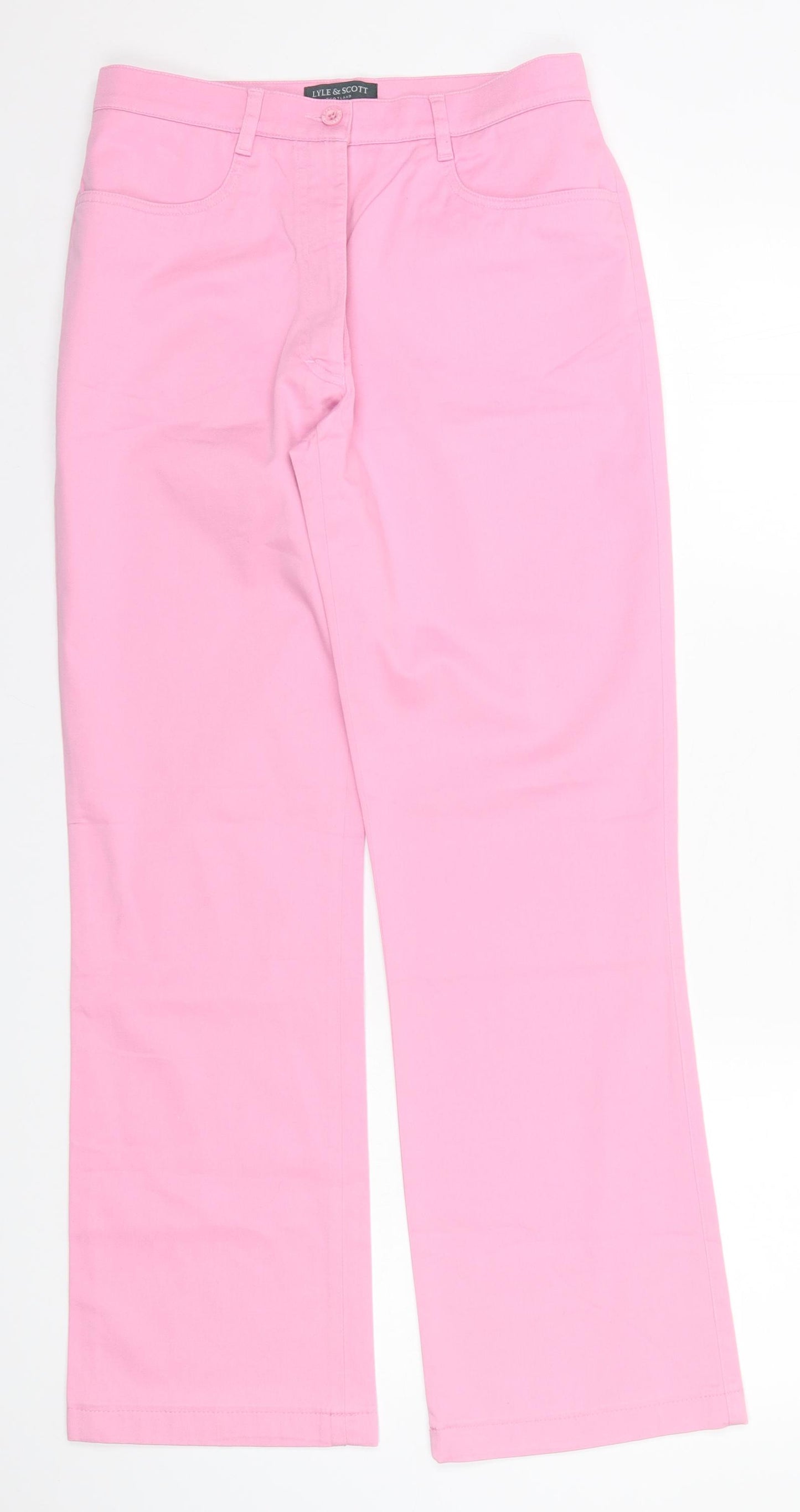 Lyle & Scott Womens Pink  Cotton Trousers  Size 8 L28 in Regular
