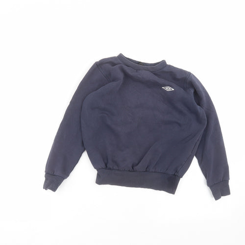 Umbro Boys Blue Round Neck  Cotton Pullover Jumper Size 7-8 Years