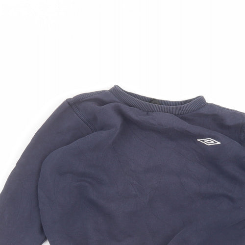 Umbro Boys Blue Round Neck  Cotton Pullover Jumper Size 7-8 Years