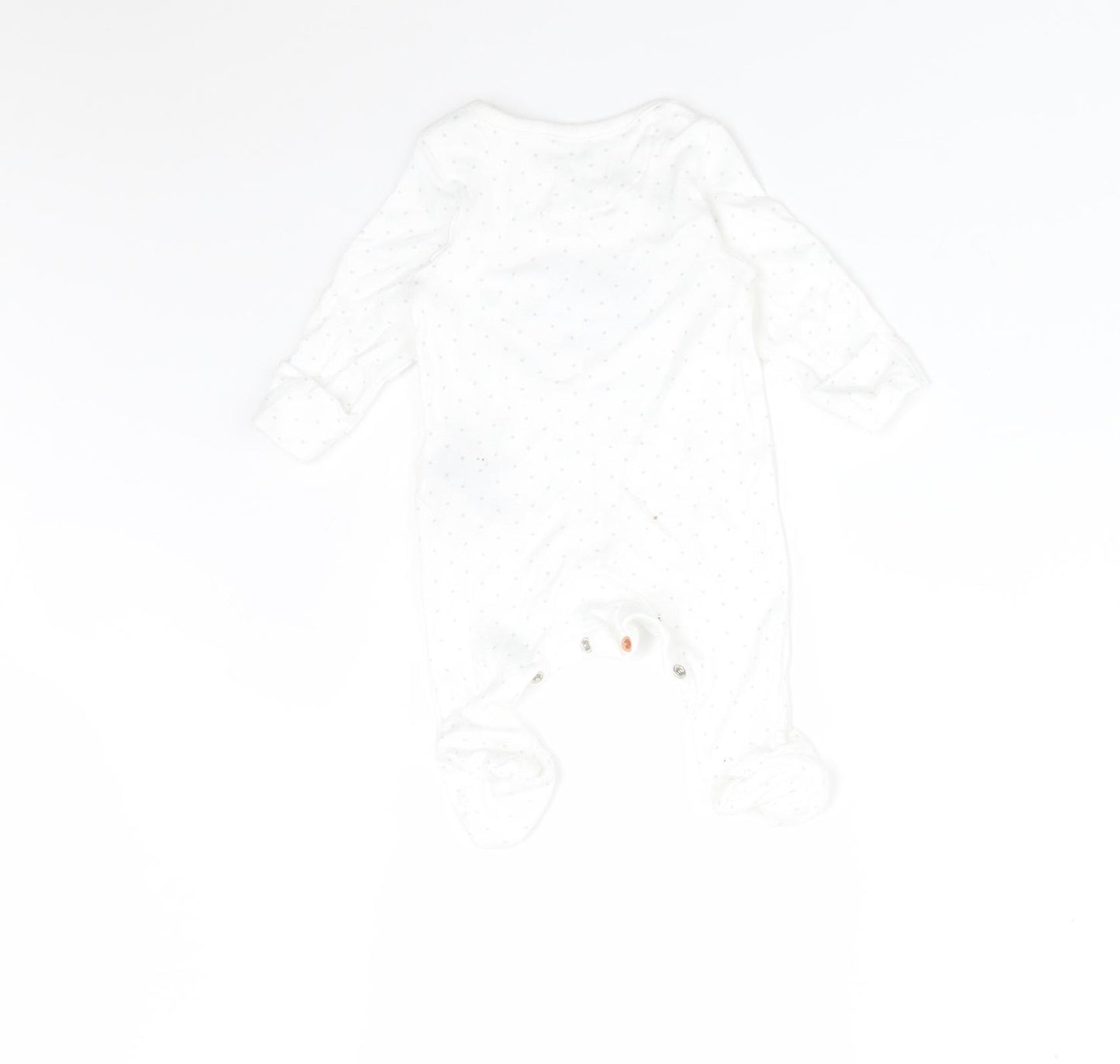 M&S Baby White Polka Dot Cotton Babygrow One-Piece Size Newborn   - BORN IN 2022