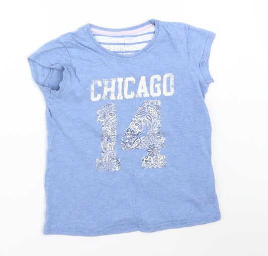 NEXT Girls Blue Solid Cotton  Pyjama Top Size 7 Years   - CHICAGO 14
