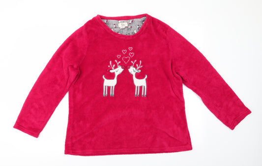 Love To Lounge Womens Red Animal Print Polyester  Pyjama Top Size 14   - Christmas Pyjama Top