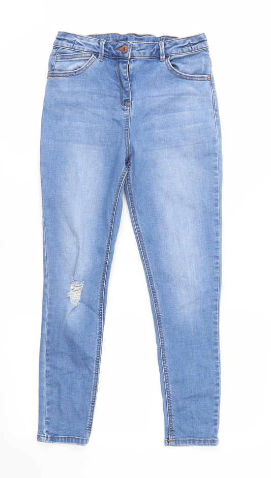 I Love Girlswear Girls Blue  Cotton Skinny Jeans Size 12 Years  Regular Zip - Distressed Jeans