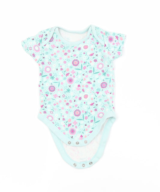 George Baby Blue Flecked Cotton Babygrow One-Piece Size 6-9 Months
