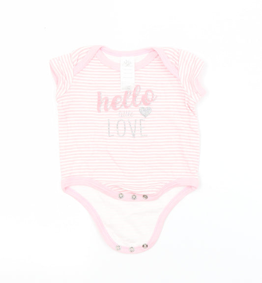 Preworn Baby Pink Striped Cotton Babygrow One-Piece Size 3-6 Months